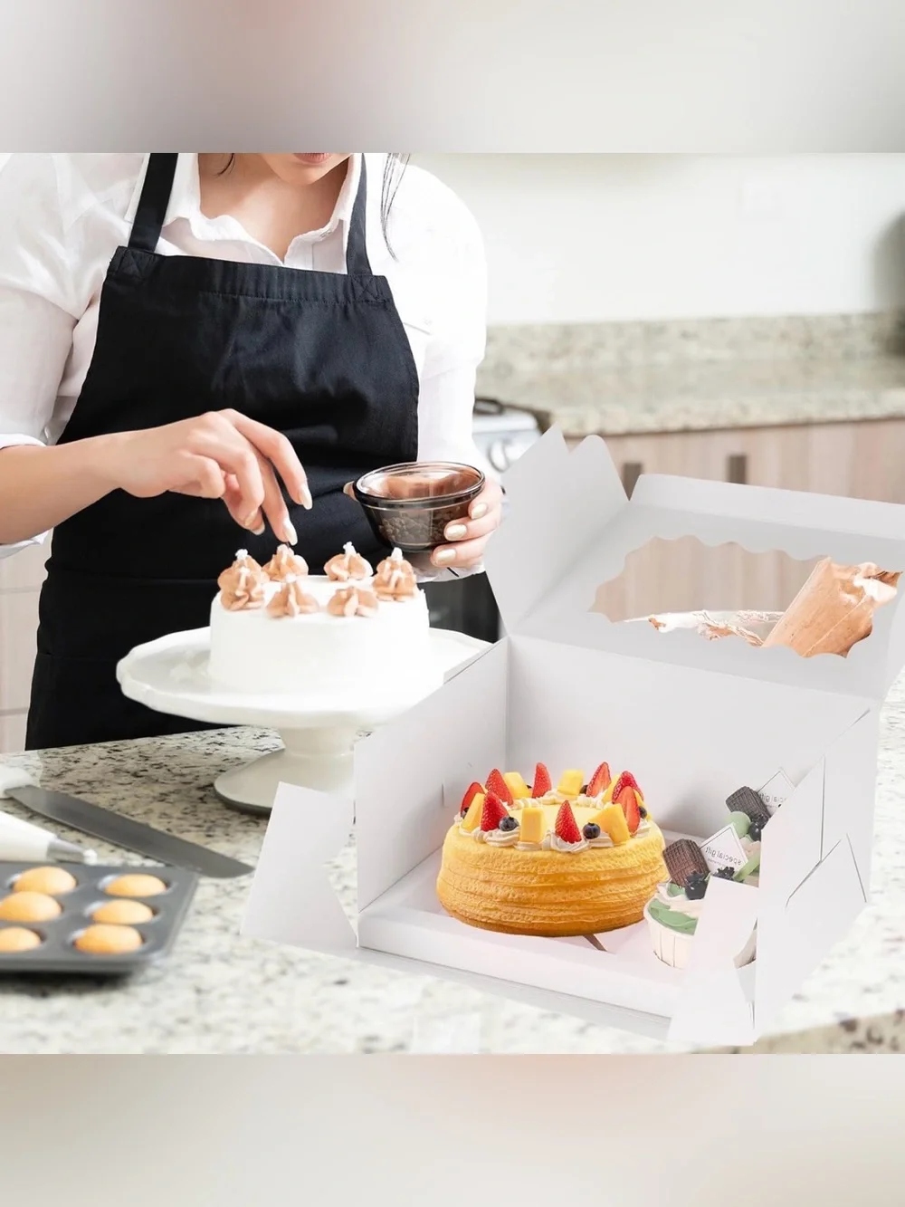 White Cupcake and Pastry Gift Boxes with Window - 8 Pack
